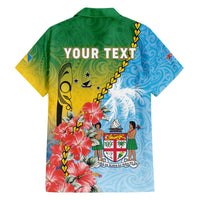 Personalised Malampa Fiji Day Family Matching Off The Shoulder Long Sleeve Dress and Hawaiian Shirt Tribal Pattern With Tropical Flowers LT05 - Polynesian Pride