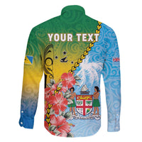 Personalised Malampa Fiji Day Family Matching Off The Shoulder Long Sleeve Dress and Hawaiian Shirt Tribal Pattern With Tropical Flowers LT05 - Polynesian Pride