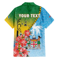 Personalised Malampa Fiji Day Family Matching Off Shoulder Maxi Dress and Hawaiian Shirt Tribal Pattern With Tropical Flowers LT05 - Polynesian Pride