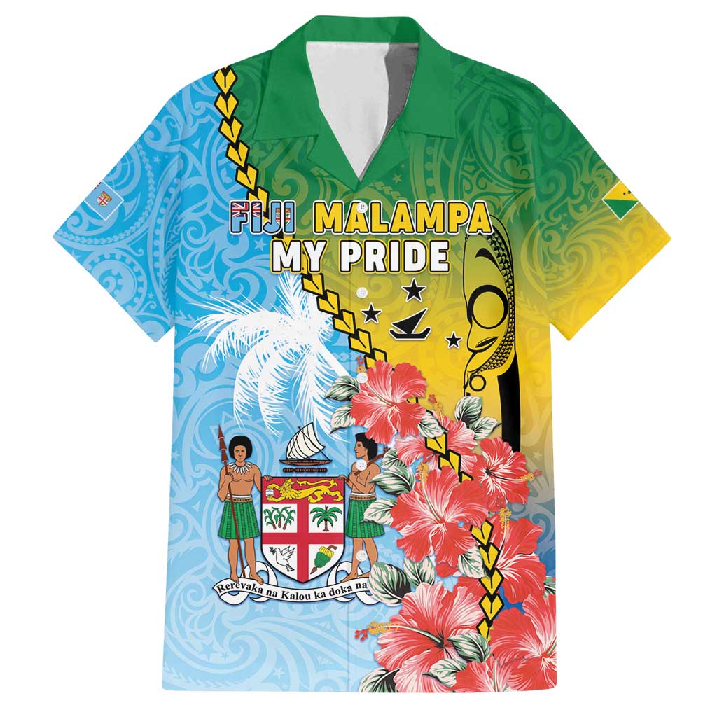 Personalised Malampa Fiji Day Family Matching Off Shoulder Short Dress and Hawaiian Shirt Tribal Pattern With Tropical Flowers LT05 Dad's Shirt - Short Sleeve Colorful - Polynesian Pride