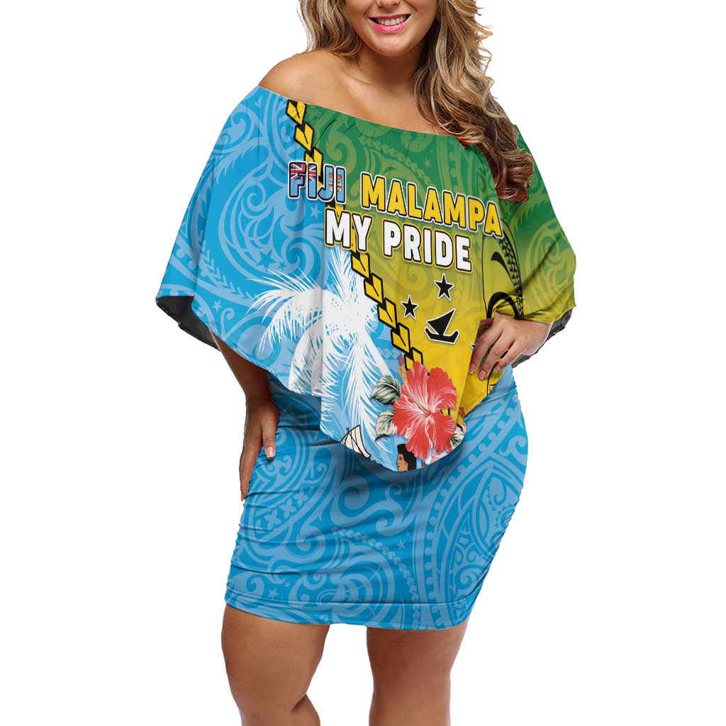 Personalised Malampa Fiji Day Family Matching Off Shoulder Short Dress and Hawaiian Shirt Tribal Pattern With Tropical Flowers LT05 Mom's Dress Colorful - Polynesian Pride