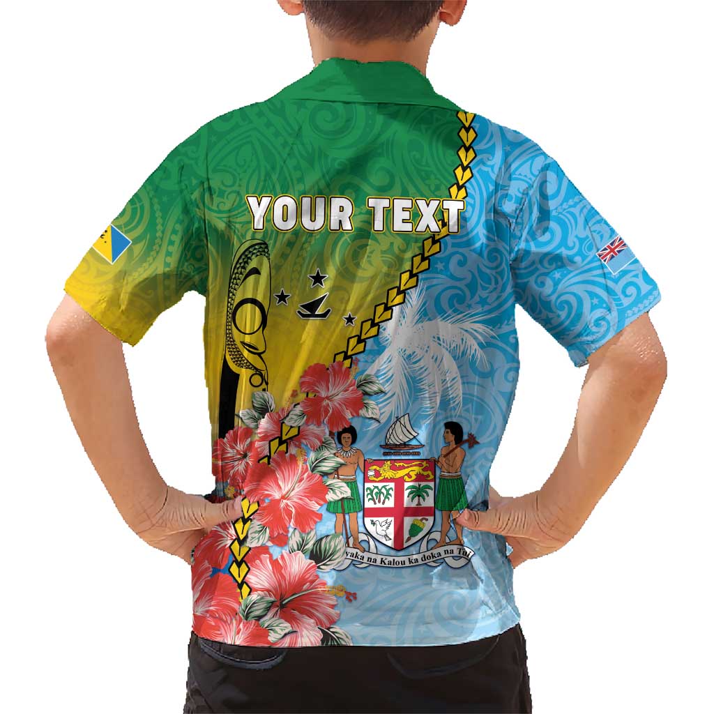 Personalised Malampa Fiji Day Family Matching Short Sleeve Bodycon Dress and Hawaiian Shirt Tribal Pattern With Tropical Flowers LT05 - Polynesian Pride