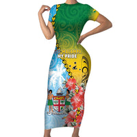 Personalised Malampa Fiji Day Family Matching Short Sleeve Bodycon Dress and Hawaiian Shirt Tribal Pattern With Tropical Flowers LT05 Mom's Dress Colorful - Polynesian Pride