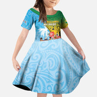 Personalised Malampa Fiji Day Family Matching Summer Maxi Dress and Hawaiian Shirt Tribal Pattern With Tropical Flowers LT05 Daughter's Dress Colorful - Polynesian Pride
