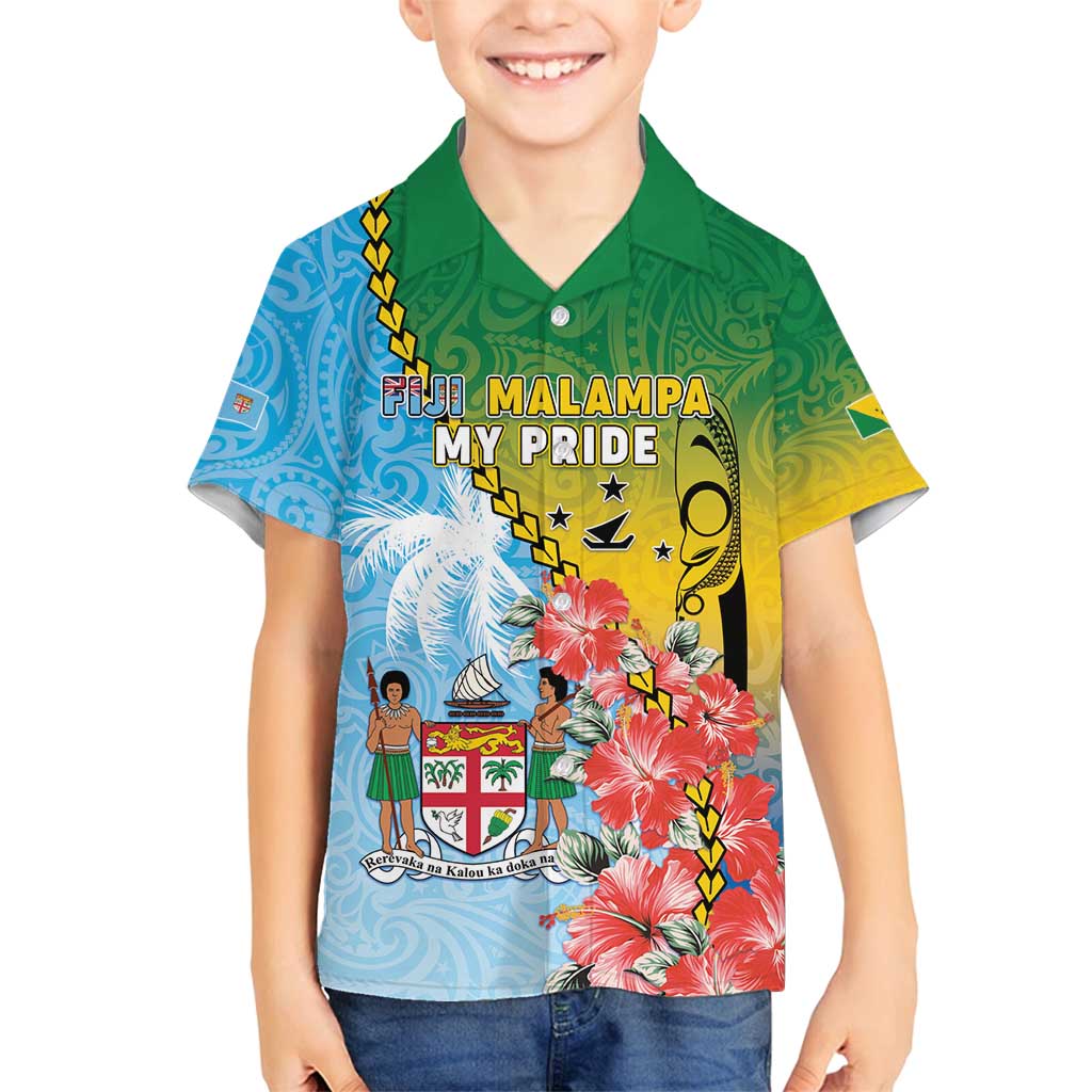 Personalised Malampa Fiji Day Family Matching Summer Maxi Dress and Hawaiian Shirt Tribal Pattern With Tropical Flowers LT05 Son's Shirt Colorful - Polynesian Pride