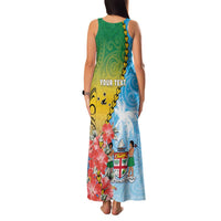 Personalised Malampa Fiji Day Family Matching Tank Maxi Dress and Hawaiian Shirt Tribal Pattern With Tropical Flowers LT05 - Polynesian Pride