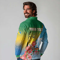 Personalised Malampa Fiji Day Long Sleeve Polo Shirt Tribal Pattern With Tropical Flowers - Polynesian Pride