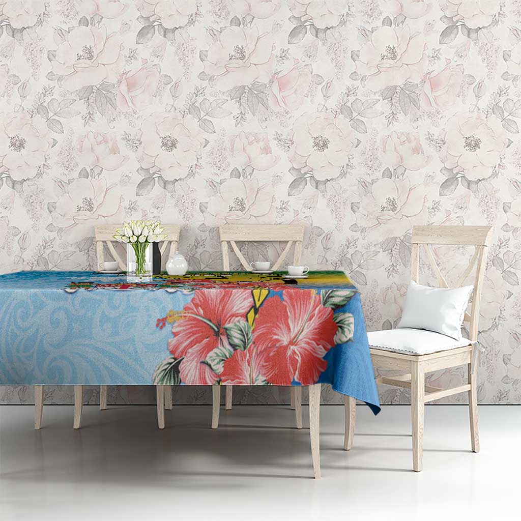 Malampa Fiji Day Tablecloth Tribal Pattern With Tropical Flowers - Polynesian Pride