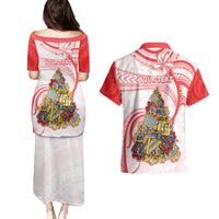 Personalized Happy Boxing Day Couples Matching Puletasi Dress and Hawaiian Shirt Polynesian Gift Boxes Christmas Tree LT05 - Polynesian Pride