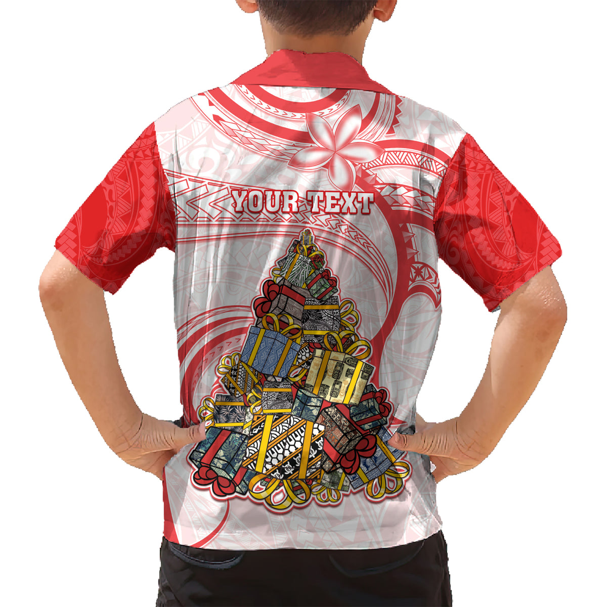 Personalized Happy Boxing Day Kid Hawaiian Shirt Polynesian Gift Boxes Christmas Tree LT05 - Polynesian Pride