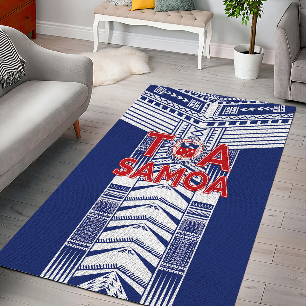 Rugby Toa Samoa Area Rug Samoan Tatau Blue Version LT05 - Polynesian Pride