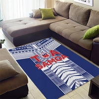 Rugby Toa Samoa Area Rug Samoan Tatau Blue Version LT05 - Polynesian Pride