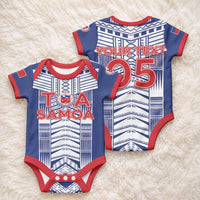 Custom Rugby Toa Samoa Baby Onesie Samoan Tatau Blue Version LT05 - Polynesian Pride