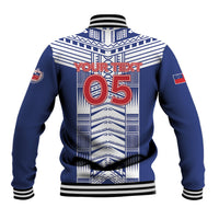 Custom Rugby Toa Samoa Baseball Jacket Samoan Tatau Blue Version LT05 - Polynesian Pride