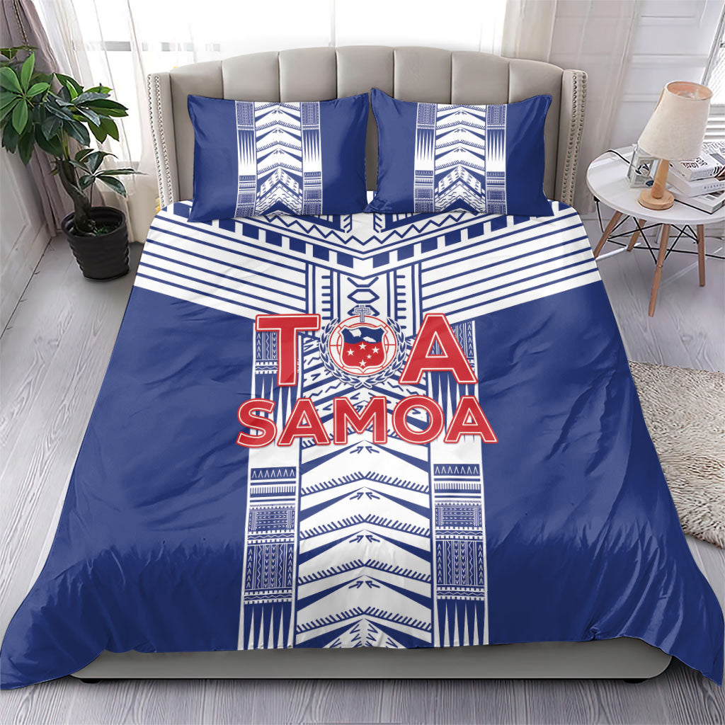 Rugby Toa Samoa Bedding Set Samoan Tatau Blue Version LT05 - Polynesian Pride