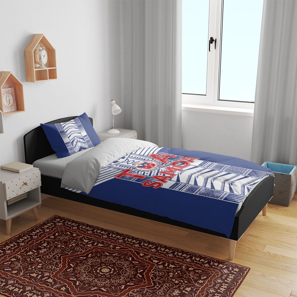Rugby Toa Samoa Bedding Set Samoan Tatau Blue Version LT05 - Polynesian Pride