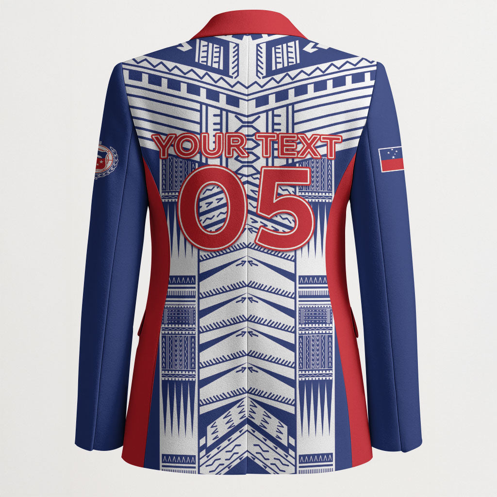 Custom Rugby Toa Samoa Blazer Samoan Tatau Blue Version LT05 - Polynesian Pride