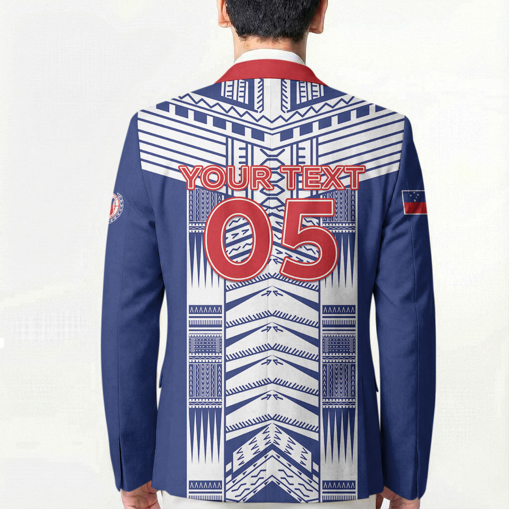 Custom Rugby Toa Samoa Blazer Samoan Tatau Blue Version LT05 - Polynesian Pride