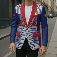 Custom Rugby Toa Samoa Blazer Samoan Tatau Blue Version LT05 - Polynesian Pride