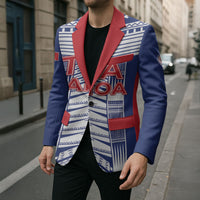 Custom Rugby Toa Samoa Blazer Samoan Tatau Blue Version LT05 - Polynesian Pride
