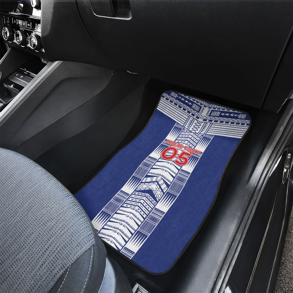 Custom Rugby Toa Samoa Car Mats Samoan Tatau Blue Version LT05 - Polynesian Pride