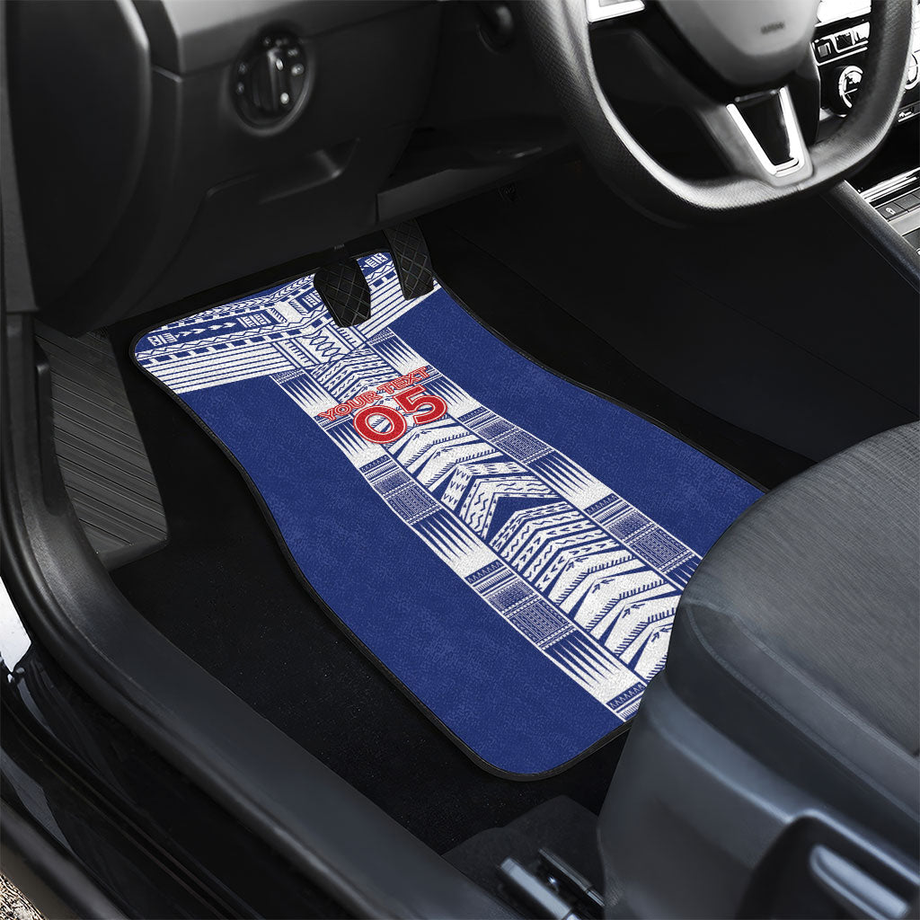 Custom Rugby Toa Samoa Car Mats Samoan Tatau Blue Version LT05 - Polynesian Pride