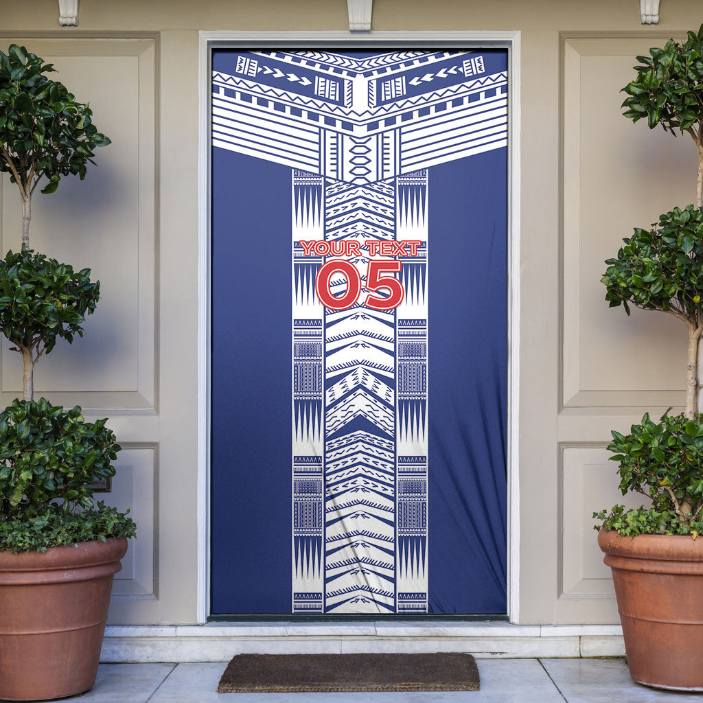 Custom Rugby Toa Samoa Door Cover Samoan Tatau Blue Version LT05 Blue - Polynesian Pride
