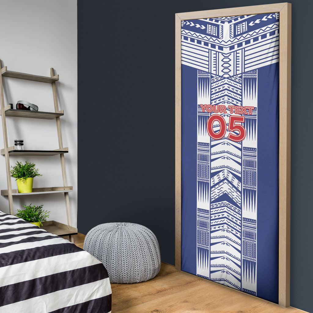 Custom Rugby Toa Samoa Door Cover Samoan Tatau Blue Version LT05 - Polynesian Pride