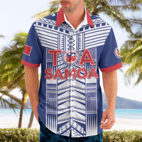 Custom Rugby Toa Samoa Hawaiian Shirt Samoan Tatau Blue Version LT05 - Polynesian Pride