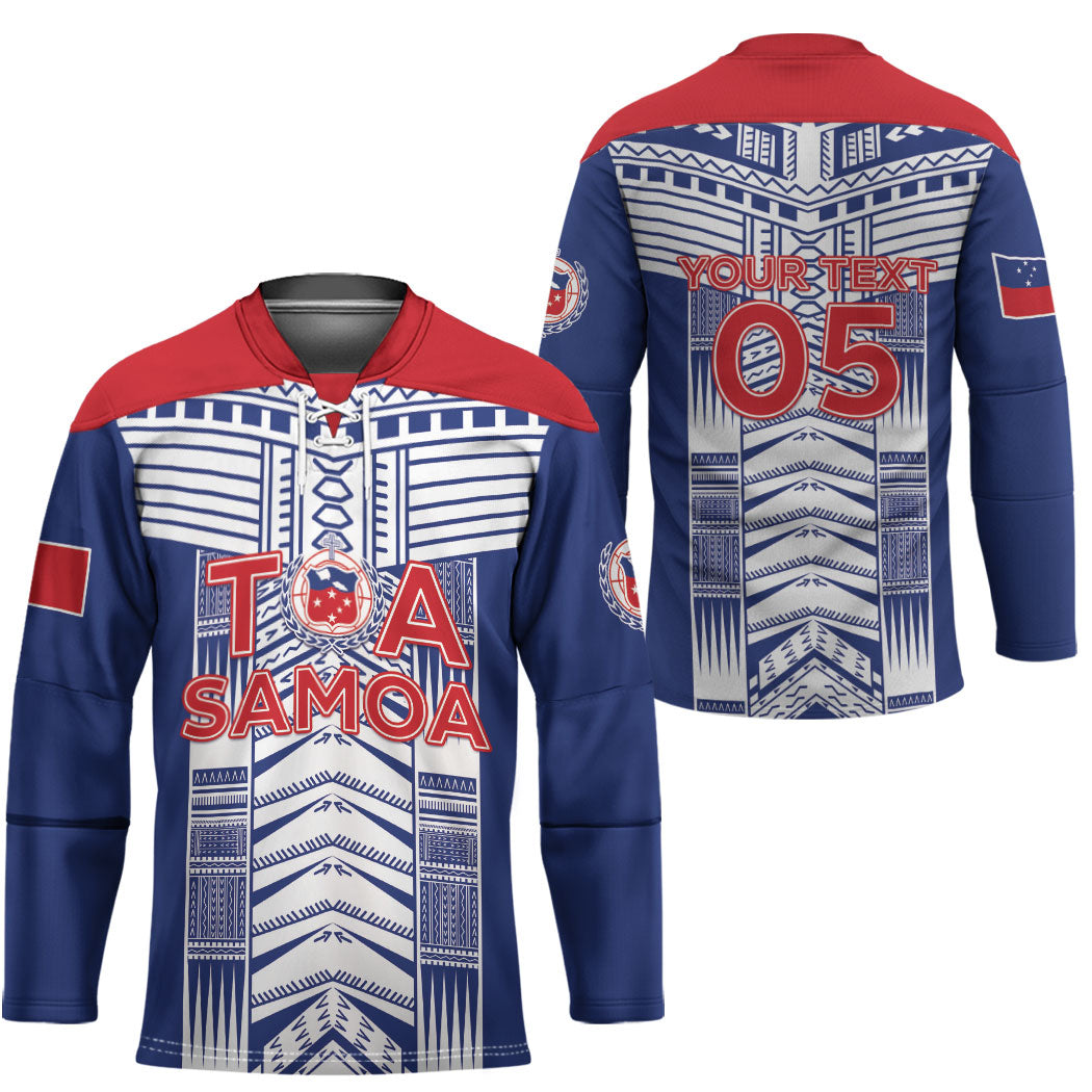 Custom Rugby Toa Samoa Hockey Jersey Samoan Tatau Blue Version LT05 - Polynesian Pride