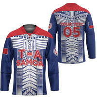 Custom Rugby Toa Samoa Hockey Jersey Samoan Tatau Blue Version LT05 - Polynesian Pride