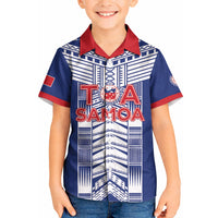Custom Rugby Toa Samoa Kid Hawaiian Shirt Samoan Tatau Blue Version LT05 Kid Blue - Polynesian Pride