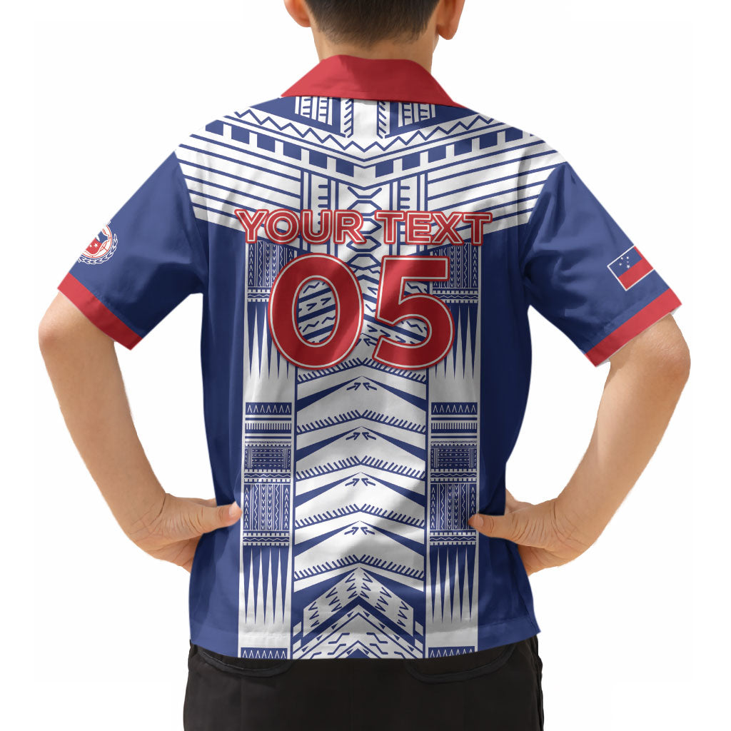 Custom Rugby Toa Samoa Kid Hawaiian Shirt Samoan Tatau Blue Version LT05 - Polynesian Pride