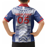 Custom Rugby Toa Samoa Kid Hawaiian Shirt Samoan Tatau Blue Version LT05 - Polynesian Pride