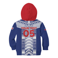 Custom Rugby Toa Samoa Kid Hoodie Samoan Tatau Blue Version LT05 - Polynesian Pride