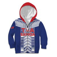 Custom Rugby Toa Samoa Kid Hoodie Samoan Tatau Blue Version LT05 Zip Hoodie Blue - Polynesian Pride