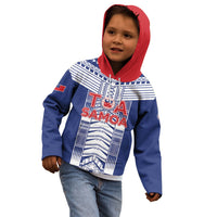 Custom Rugby Toa Samoa Kid Hoodie Samoan Tatau Blue Version LT05 - Polynesian Pride