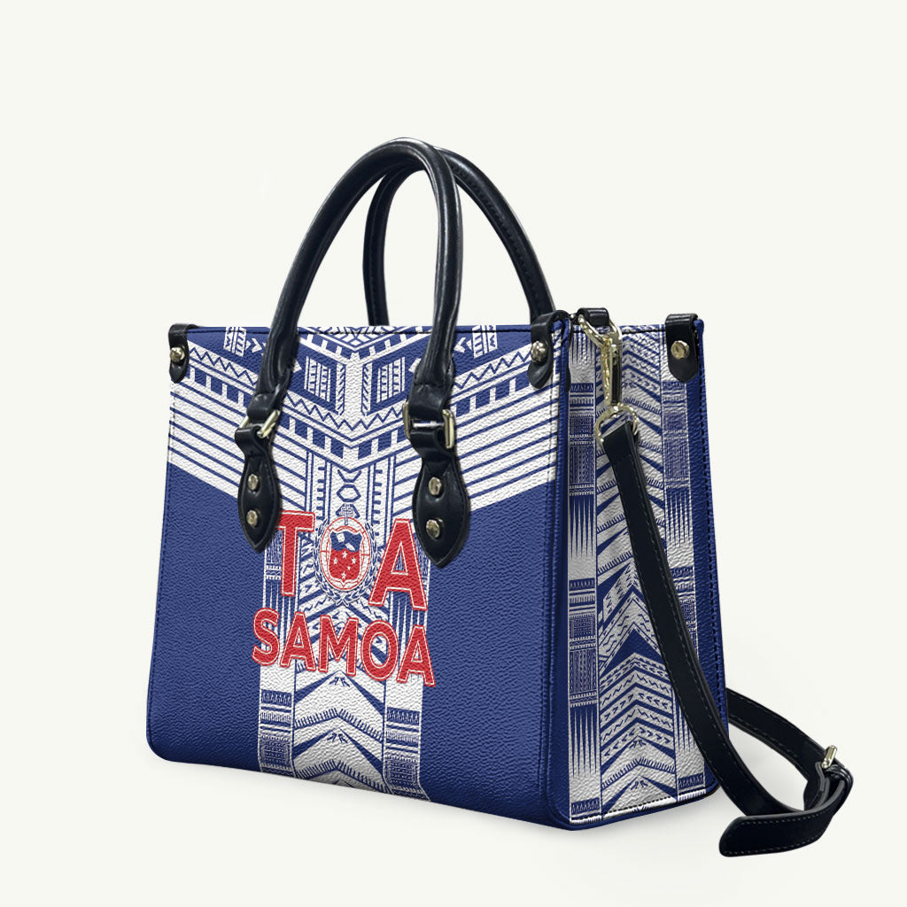 Rugby Toa Samoa Leather Bag Samoan Tatau Blue Version LT05 Blue - Polynesian Pride