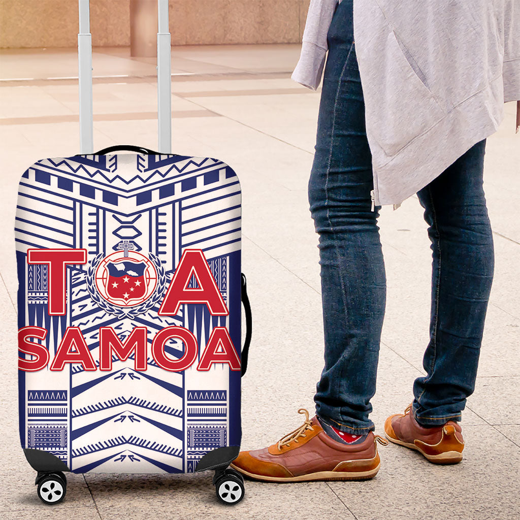 Rugby Toa Samoa Luggage Cover Samoan Tatau Blue Version LT05 Blue - Polynesian Pride
