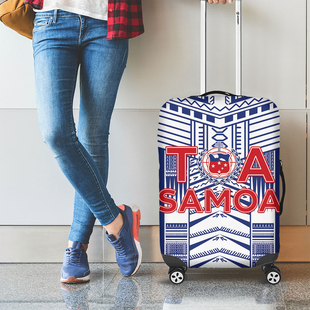 Rugby Toa Samoa Luggage Cover Samoan Tatau Blue Version LT05 - Polynesian Pride