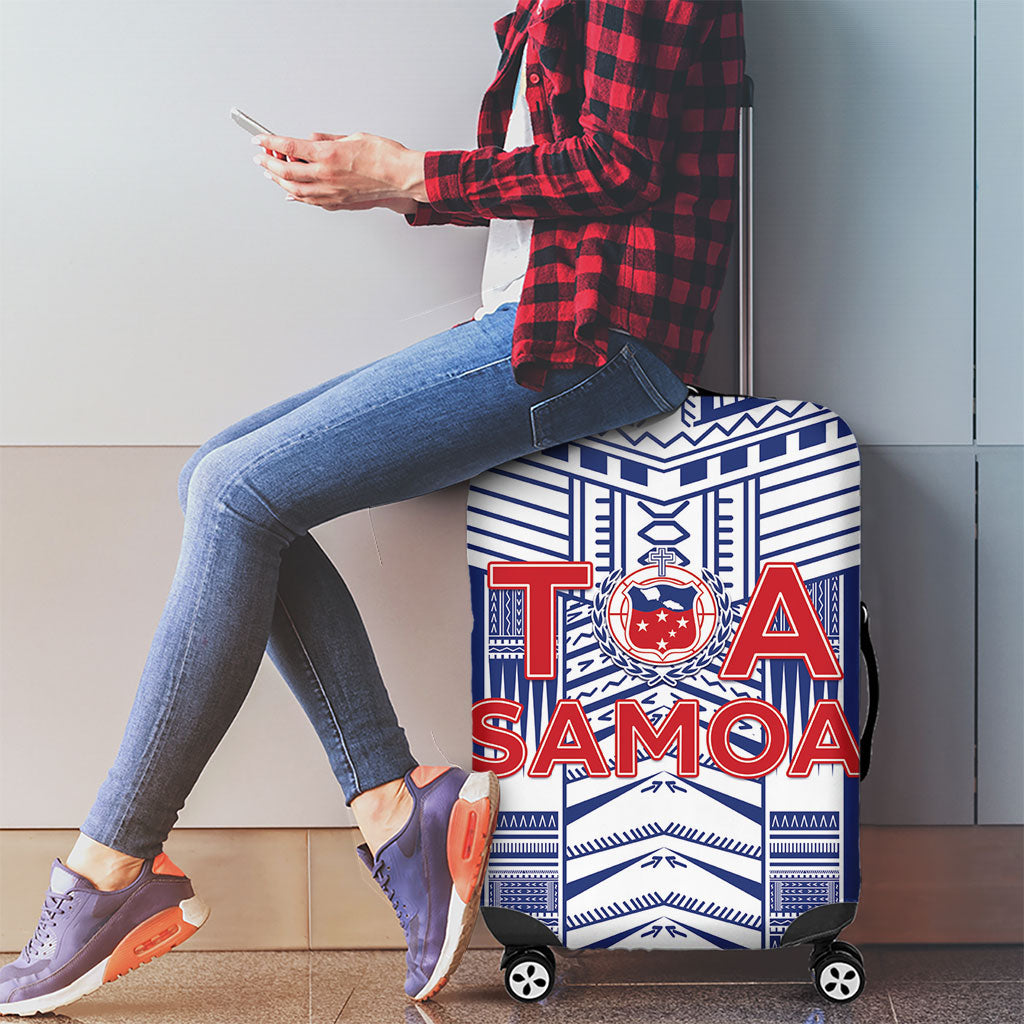 Rugby Toa Samoa Luggage Cover Samoan Tatau Blue Version LT05 - Polynesian Pride