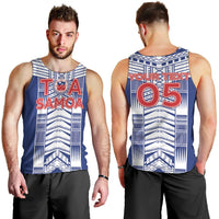 Custom Rugby Toa Samoa Men Tank Top Samoan Tatau Blue Version LT05 - Polynesian Pride