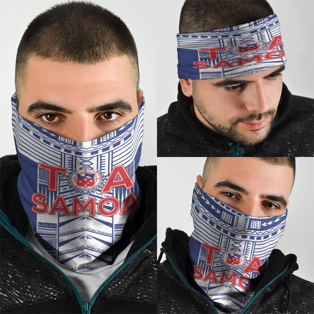 Rugby Toa Samoa Neck Gaiter Samoan Tatau Blue Version LT05 - Polynesian Pride