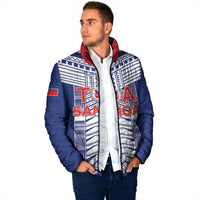 Custom Rugby Toa Samoa Padded Jacket Samoan Tatau Blue Version LT05 - Polynesian Pride