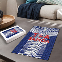 Rugby Toa Samoa Puzzle Samoan Tatau Blue Version LT05 - Polynesian Pride