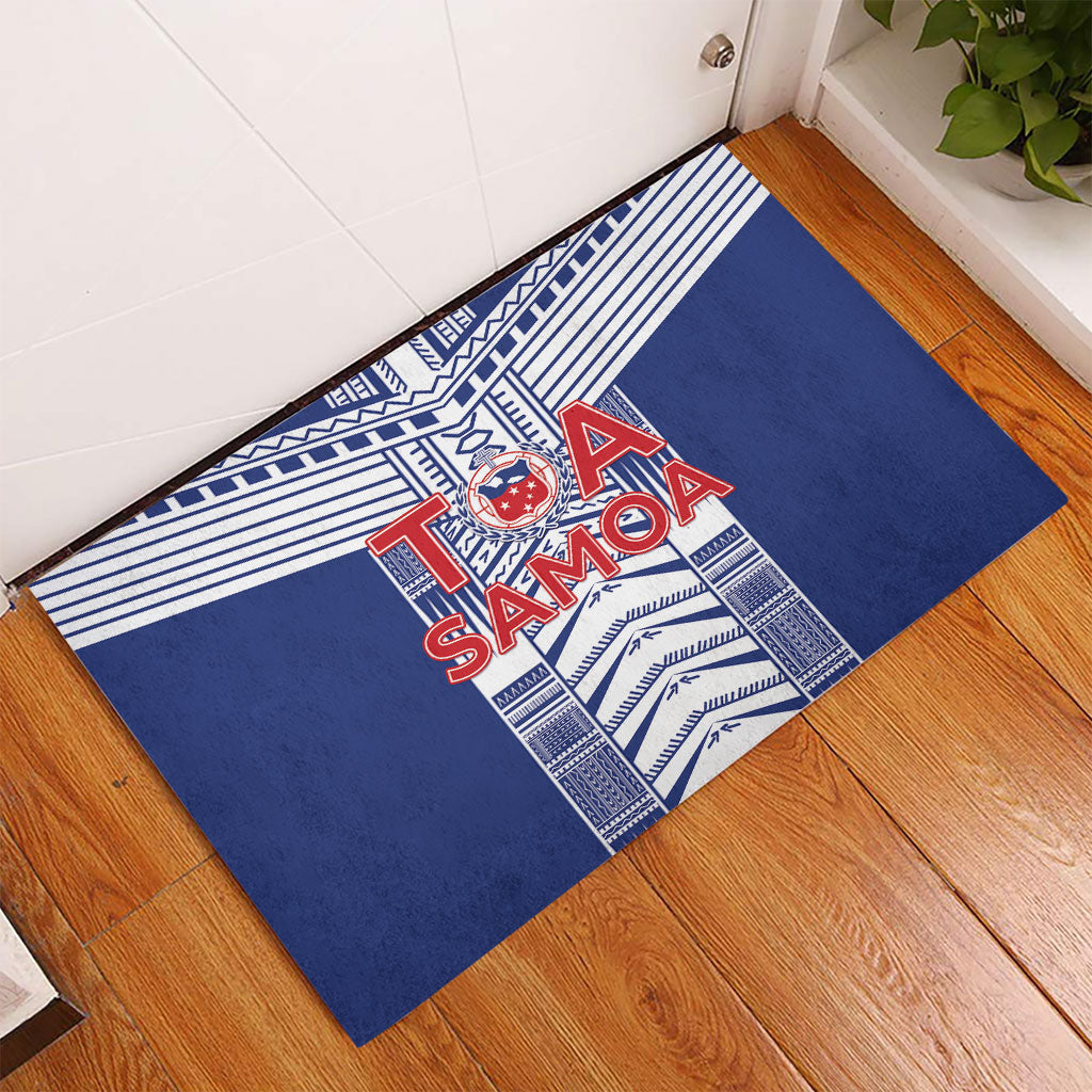 Rugby Toa Samoa Rubber Doormat Samoan Tatau Blue Version LT05 - Polynesian Pride