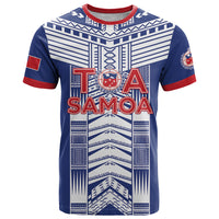Custom Rugby Toa Samoa T Shirt Samoan Tatau Blue Version LT05 Blue - Polynesian Pride