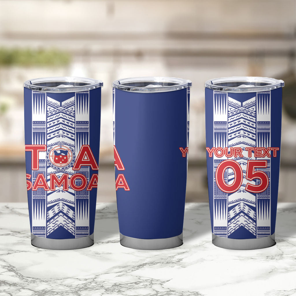 Custom Rugby Toa Samoa Tumbler Cup Samoan Tatau Blue Version LT05 - Polynesian Pride