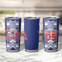 Custom Rugby Toa Samoa Tumbler Cup Samoan Tatau Blue Version LT05 - Polynesian Pride
