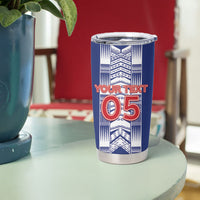Custom Rugby Toa Samoa Tumbler Cup Samoan Tatau Blue Version LT05 - Polynesian Pride
